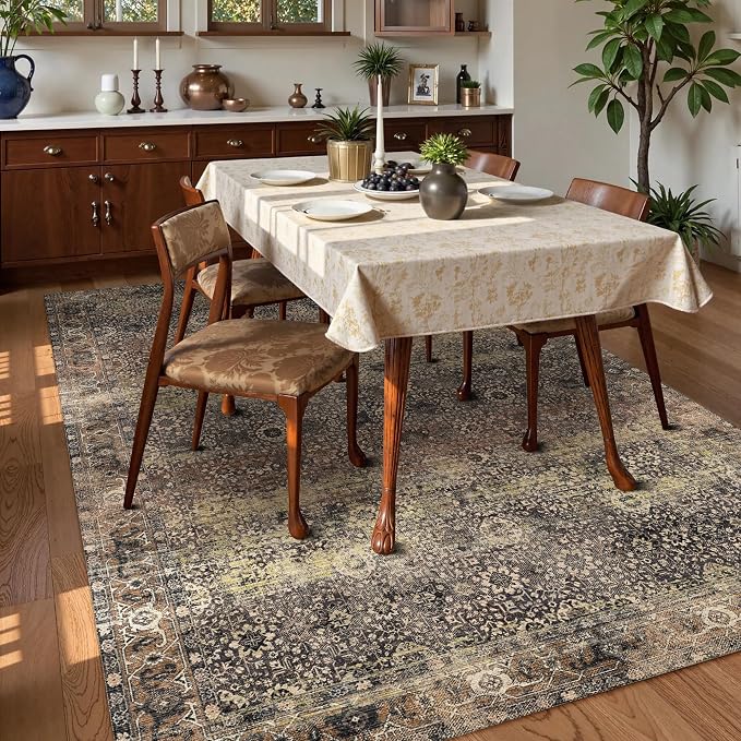 Washable Area Rug 9' x 12' Vintage Traditional Persian Mat - Image 3