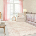 Pink Area Rug for Living Room Low Pile Soft 8 x 10 Carpet by BILEEHOME