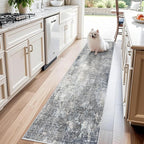 2x8 Washable Non-Slip Hallway Runner Rug – Modern Coastal Abstract Neutral by BYYVOORugsforYourHome