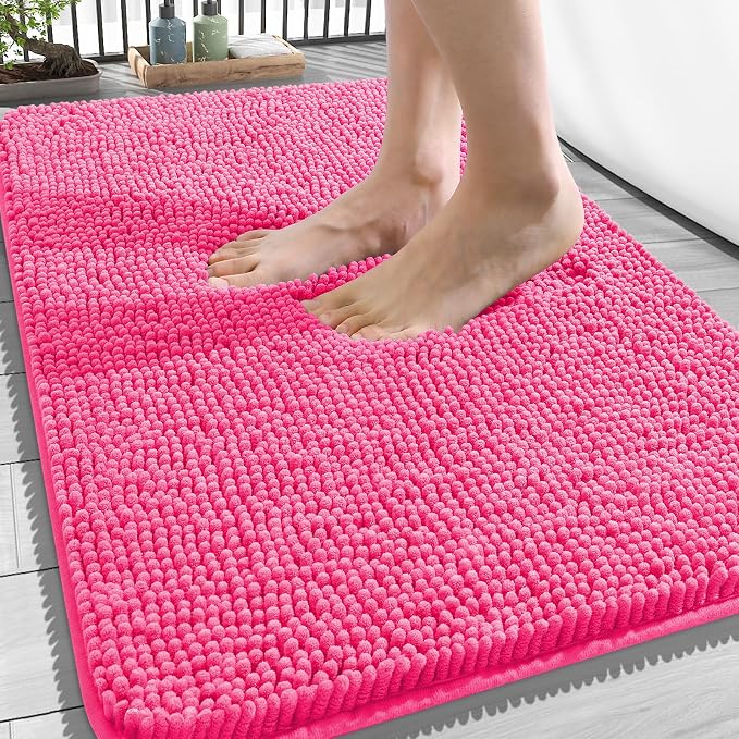 OLANLY Bathroom Rugs 34x21, Extra Soft Absorbent Chenille Bath Rugs, Rubber by OLANLY