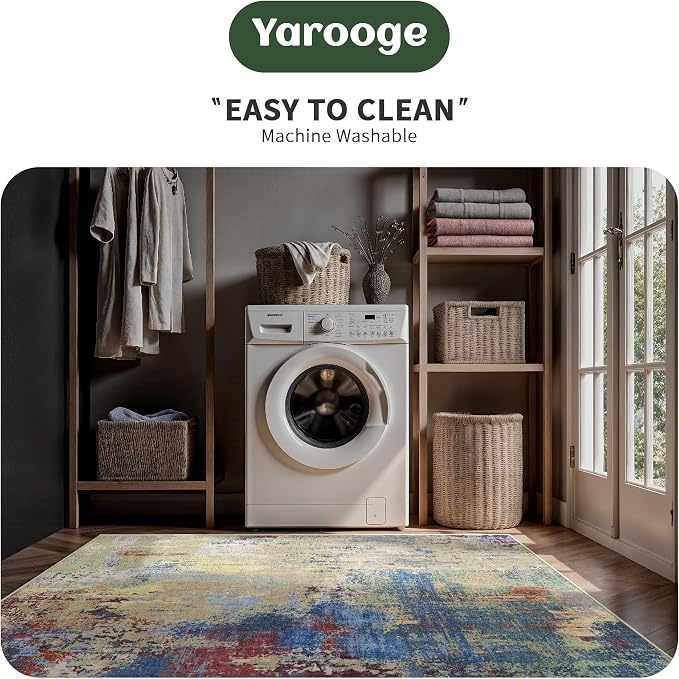 5x7 Area Rugs - Modern Abstract Washable Rug, Ultra Soft Non Slip Low Pile - Image 6