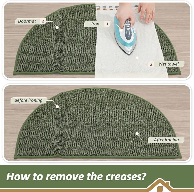 BEQHAUSE Dirt Trapper Door Mat 32" x 48" Half Circle Non-Slip Washable Doormats - Image 9