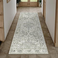 2x6 Washable Neutral Runner Rug Green Vintage Hallway Kitchen Carpet Non-Slip by WondRg