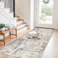 3x7 Washable Non-Slip Kitchen Runner Rug – Modern Abstract Neutral Beige & Gray by ZHXXUJ