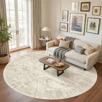 Soalmost 9x9 Beige Round Rug 9ft Living Room Circle Rug Vintage Round Area Rug by Soalmost