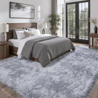 Area Rug for Living Room Bedroom: 9x12 Light Grey Soft Fluffy Shag Upgrade - Image 2