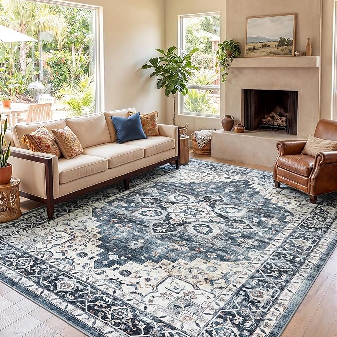 AMADA HOMEFURNISHING 8x10 Washable Area Rug, Low-Profile - Image 6