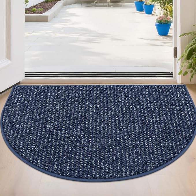 BEQHAUSE Dirt Trapper Door Mat 24" x 36" Half Circle Non-Slip Washable Doormats by BEQHAUSE