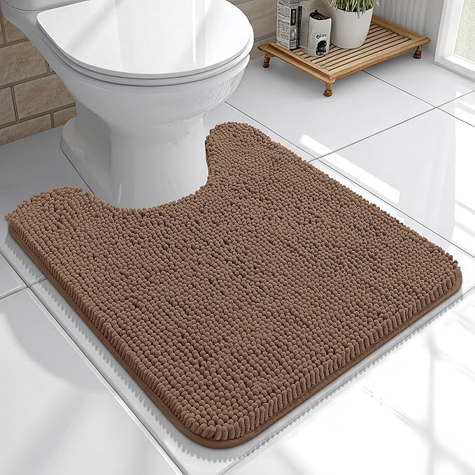 OLANLY Toilet Rugs U-Shaped 20x20, Extra Soft Absorbent Chenille Contour by OLANLY
