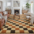 PureCozy Checkered Rug 8x10 for Living Room, Colorful Modern Shag Rug Washable by PureCozy