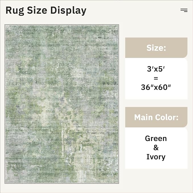 3x5 Rug, Abstract Small Area Rug - Image 5