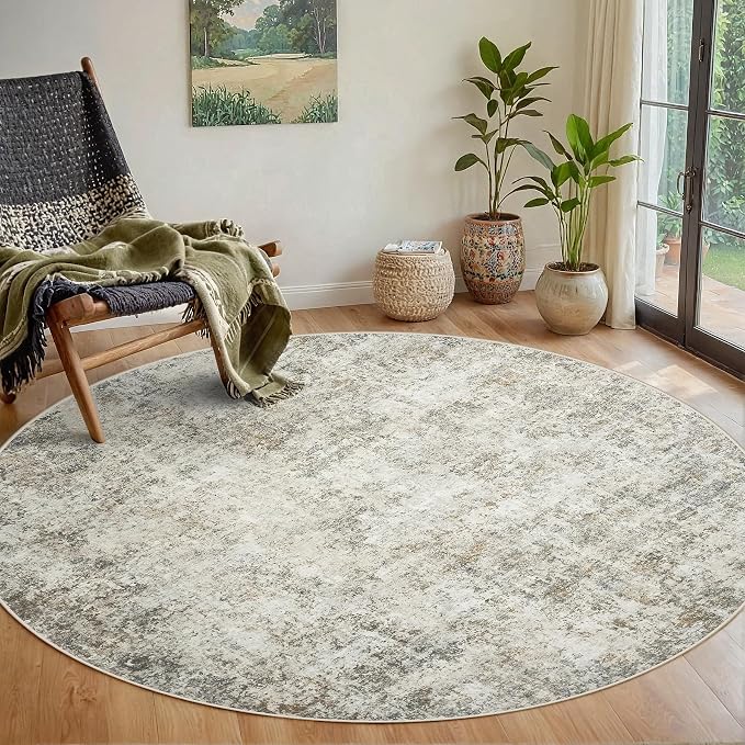 Round Rug 6ft Circle Rug Washable: Carpet Small Circular Area Rug by Aelenmu