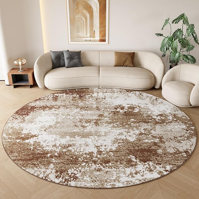 Brown Round Rugs 6ft Washable Circle Area Rug by Acapet