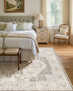 12x15 Vintage Area Rug: Washable Neutral Soft Non Slip Thin Large Floor Carpet - Image 3