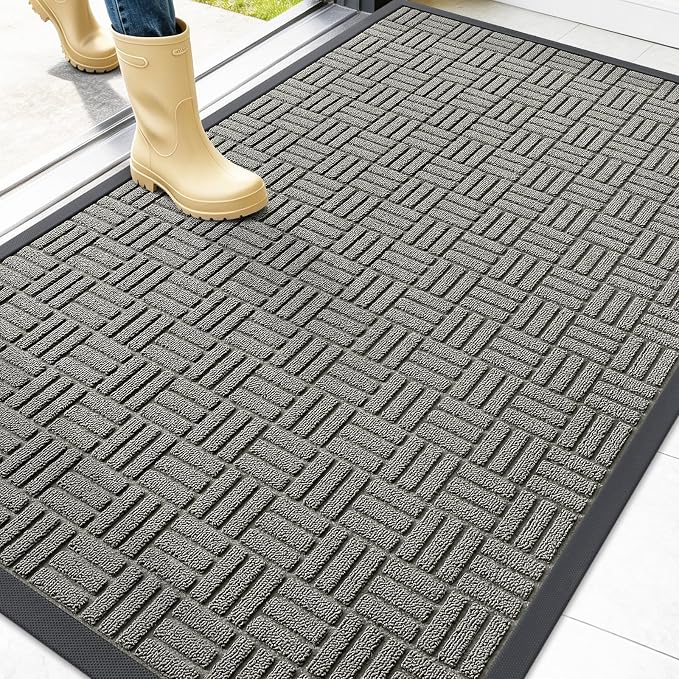 OLANLY Front Door Mat Outside Entrance 47x32, Heavy Duty Sturdy Natural Rubber by OLANLY