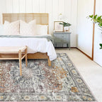 CHAMPLANT Area Rug 4x6 Washable Rug Taupe Vintage Traditional Floor Cover - Image 2