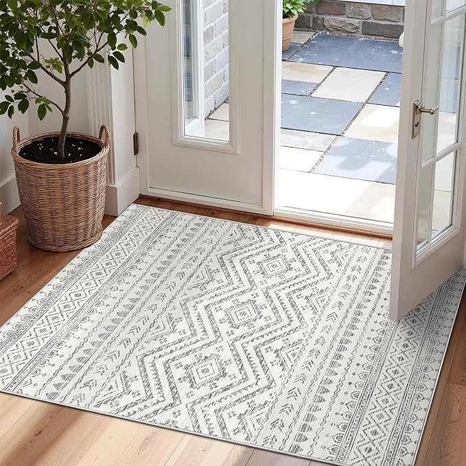 Miukiki 2x3 Entryway Rug Moroccan Washable Non Slip Indoor Floor Carpet by Miukiki