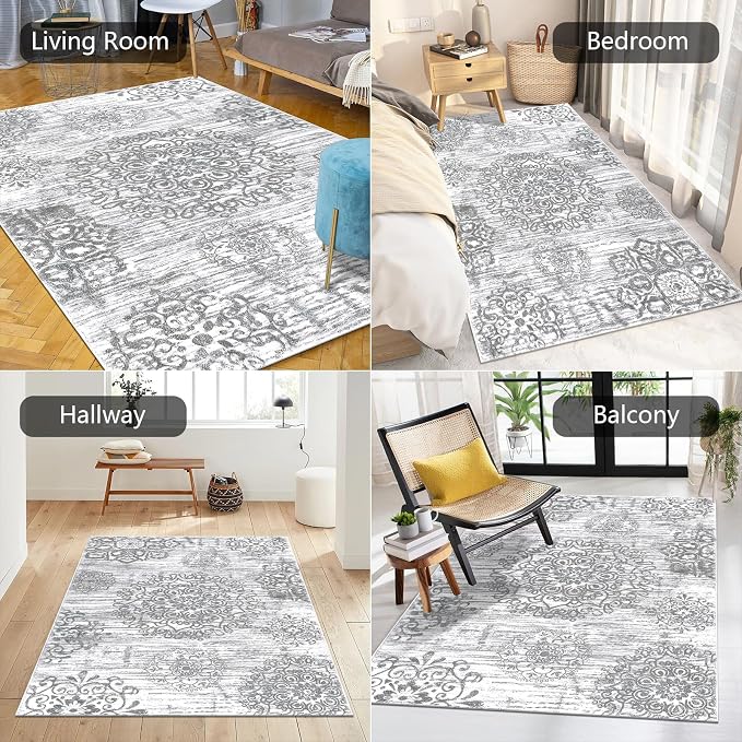 HEBE Area Rugs for Living Room 3'x5', Washable Non Slip Boho Entryway Rug - Image 5