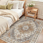Madane Area Rug 4x6 Washable Rugs: Vintage Living Room Rug Soft Low Pile Non - Image 4