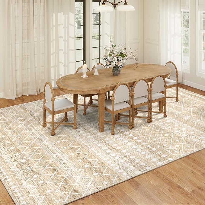 Miukiki 8x10 Area Rug for Living Room Moroccan Washable Rugs Non Slip Indoor - Image 9