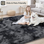 8x10 Area Rugs for Living Room Bedroom: Black Grey Soft Fluffy Shag Upgrade - Image 3