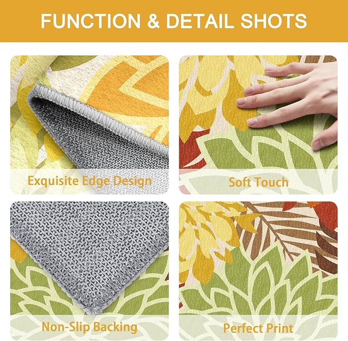 Colorful 3x5 Washable Rug for Living Room Tropical Botanical Modern Floral - Image 4