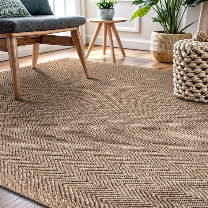 CAMILSON Easy Jute Rug 9x12, Indoor Outdoor Natural Color Fiber Area Rugs - Image 9
