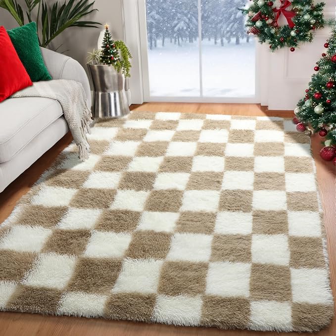 KICMOR Area Rugs for Bedroom Living Room, 4x6 Fluffy Soft Beige and Cream White - Image 9