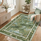 Washable Area Rug 5x7 Green Animal Print Rugs by Garvee