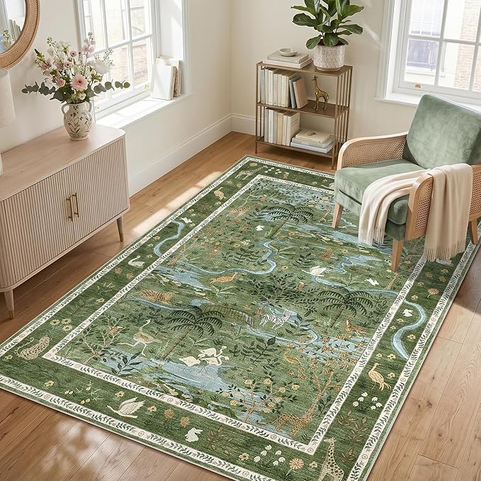 4x6 Whimsical Safari Nursery Area Rug Washable Non Slip Small Living Room Rugs - Image 3