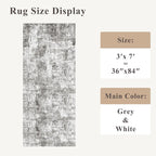 3x7 Washable Non-Slip Kitchen Runner Rug – Modern Abstract Neutral Beige & Gray - Image 2