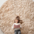 OLANLY Beige Round Rugs for Bedroom by OLANLY