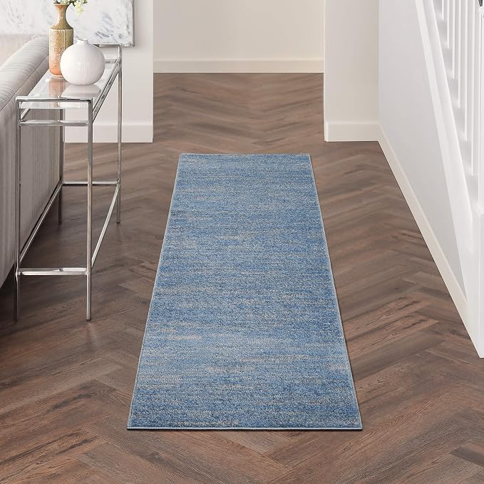 Nourison Home Nourison Essentials Blue Grey 2'2" x 7'6" Area Rug - Image 2