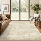 Soalmost 5x7 Area Rugs Beige Low Pile Indoor Washable Trendy Faded Style Floral by Soalmost