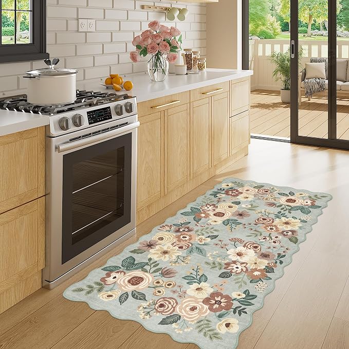 DUKINO 2x4 Washable Runner Rugs, Non Slip Floral Print Entryway Rug - Image 3