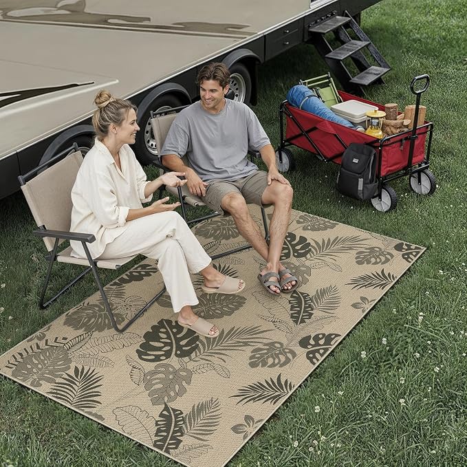 Easy Jute Rug Outdoor Indoor 4x6 Patio Mat Porch Entrance Light Brown Natural - Image 3