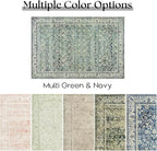 Dark Green Area Rugs 8x10 for Living Room Washable Non Slip Low Pile Blue and - Image 6