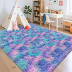 Purple Rainbow Fluffy Soft Area Rug 8x10 ft Plush Furry Rugs - Image 8