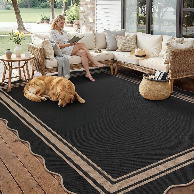 8x10 Scalloped Rug Easy Jute Washable Rug - Image 3