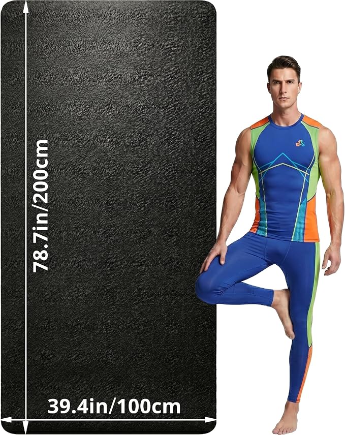 Extra Large Yoga Mat for Men, Oversized Non-Slip TPE Workout Mat for Home Gym by wimwum