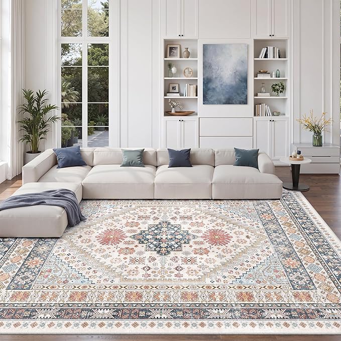 zesthome 8x12 Area Rugs for Living Room, Non-Slip Backing Washable Rugs by Zesthome