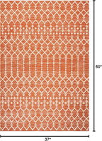 JONATHAN Y Moroccan Geometric Indoor Outdoor Area Rug 3X5 Orange/Cream - Image 2