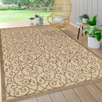 JONATHAN Y Vintage Filigree Indoor Outdoor Area Rug 9X12 Beige/Brown, Madrid - Image 3