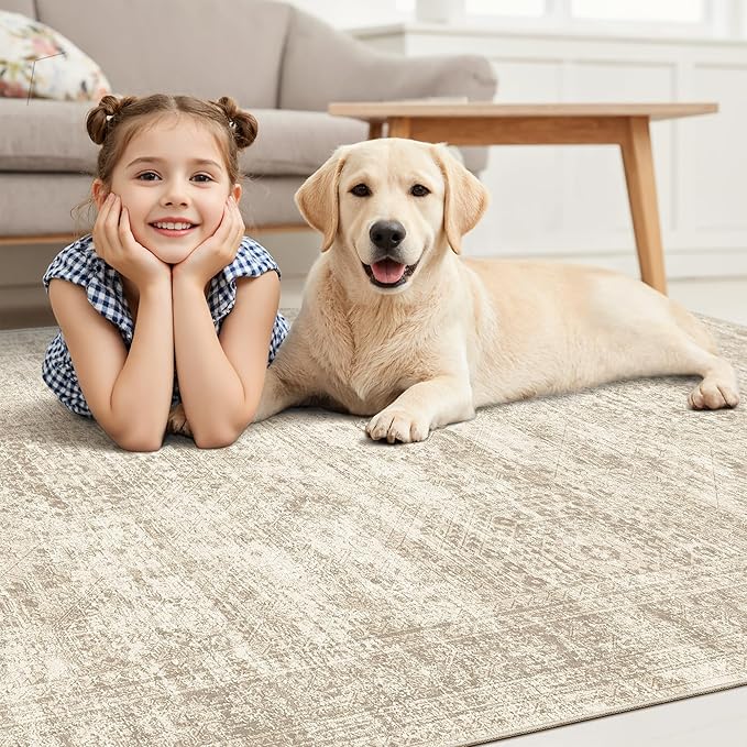 Soalmost Area Rug 10x12 Vintage Washable Living Room Large Carpet Non Slip - Image 3