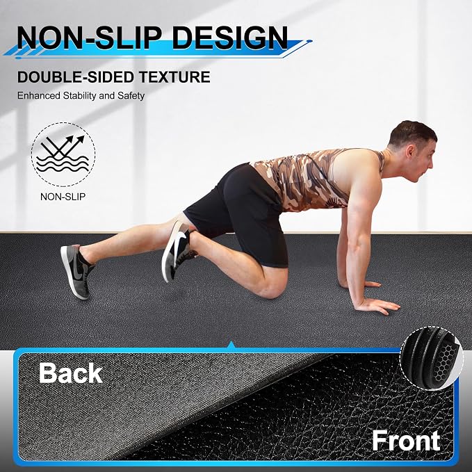 BesWin Large Exercise Mat 8' x 4', Extra Thick Workout Mats - Image 4