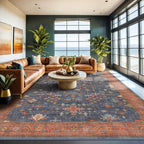 Hazo Haus Washable Navy Blue Living Room Rug, 7x10 Area Rug - Image 6