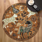 jinchan 5R Cute Round Rug Kids Washable Fun Rug Earthy Brown Starlit Boho - Image 2