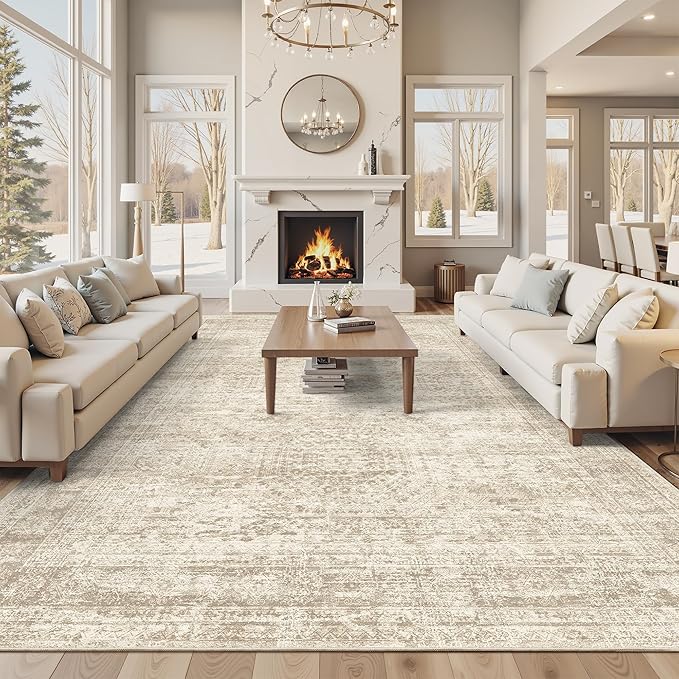 Soalmost Area Rug 10x12 Vintage Washable Living Room Large Carpet Non Slip by Soalmost