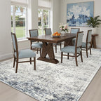 Soalmost 5x7 Area Rugs Blue Ivory Low Pile Indoor Washable Trendy Faded Style - Image 4