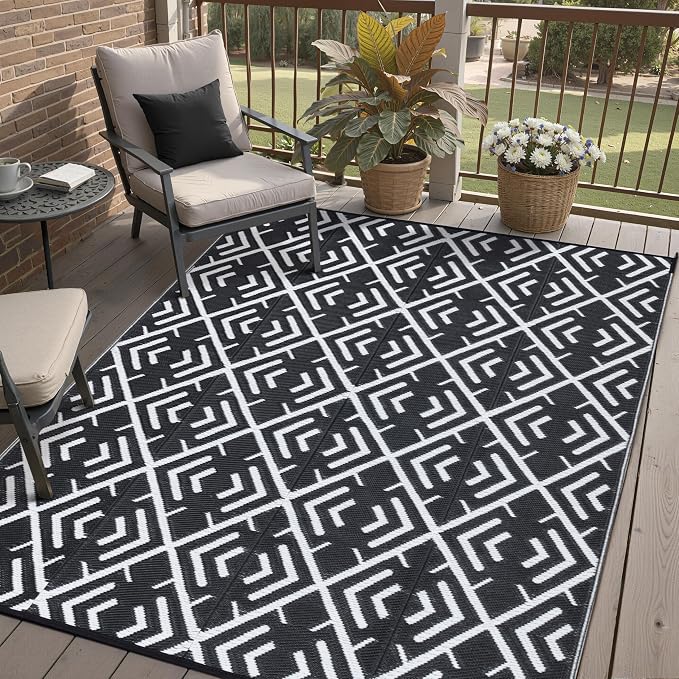 HUGEAR RV Outdoor Rug Waterproof Mat Outdoor Rugs 6'x9' by HUGEAR